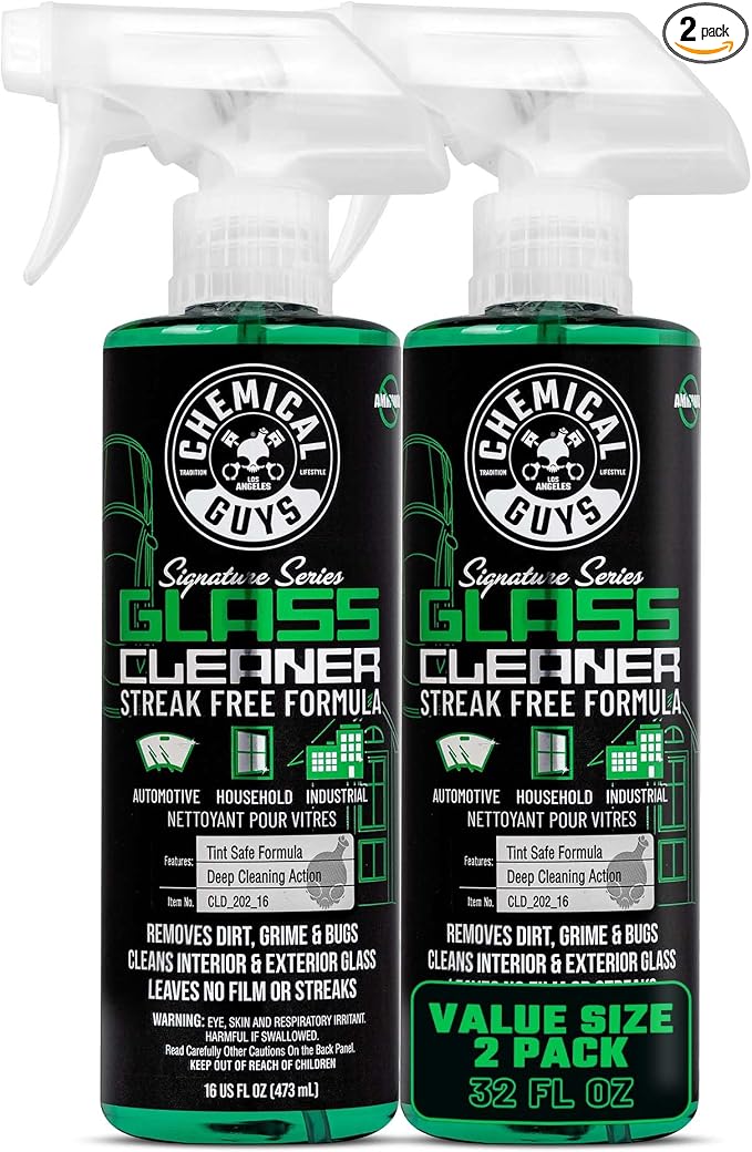 Signature Glass & Window Cleaner, Tint Safe, 16 oz, 2-Pack | Ammonia-free and tint-safe, clears fingerprints, smoke film and grime from glass, mirrors and screens, two pack