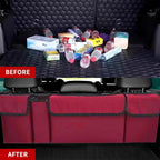 Car Trunk Organizer, Backseat Hanging Large Storage with Adjustable Straps,Waterproof PVC Collapsible Cargo Bag, Car Interior Accessories for Auto SUV MPV (Red)