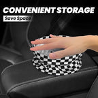 Car Trash Bag Chessboard Hanging Back of Seat Car Portable Trash Bag Chessboard Waterproof One-Handed Portable Strap Drawstring Garbage Bags with 2 Pieces Car Coasters