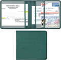 Car Registration and Insurance Holder, Vehicle Glove Box Car Organizer Men Women Wallet Accessories Case for Cards, Essential Document, Driver License, Dark Green