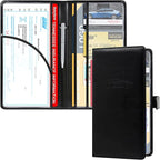 Car Registration and Insurance Holder, Leather Car Glove Box Organizer, Cool Car Accessories for ID, Driver's License Cards & Essential Document, Men&Women, Black