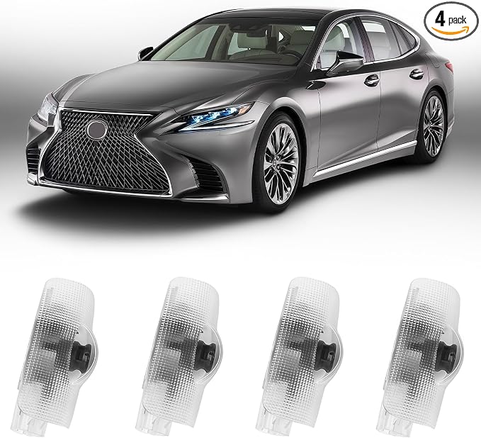 4Pcs Car Door Lights Logo Projector Compatible with LS/ES/is/LX/RX/GS/GX/RC/UX Car Accessories, No Fade HD LED Car Welcome Projector Lights, 3D Ghost Shadow Puddle Light