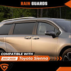 Rain Guards Compatible with Toyota Sienna 2021 2022 2023 2024 2025 2026, Tape-On Extra Durable Side Window Visor Deflectors 2021-2026 Sienna Rain Guard Black 6 PCS