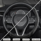 Customized Auto Car Steering Wheel Cover for Toyota Tacoma,4Runner,Tundra,Sequoia,15.5-16 inch(Diamond Quilted-Black+Gray-Large Size)