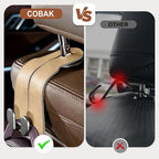 CoBak Extra Wide Car Seat Back Hooks, Premium Stitched Leather Headrest Hangers with Wide Slot Structure, Universal for Any-Width Purses, Handbags, Bags (2 Pack), Gold