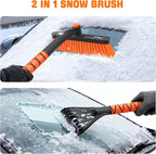 Snow Brush and Ice Scrapers for Car Windshield, Detachable Snow Remover for Cars EVA Foam Grip and Rotatable Brush Head Snow Scraper for Car Trucks SUV, Winter Cars Accessories (Orange)