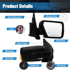 Passenger Side Mirror for Ford F150 2021 2022 2023 2024, Right RH Heated Mirror Assembly with Blind Spot Detection, Turn Signal Light and Puddle Light - OEM Style