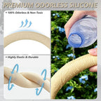 Car Steering Wheel Cover for Women, Soft Silicone Wavy Stripe Texture Auto Interior Accessories, Universal Fit 14 15 16 Inch Round & D-Shape Wheels, Cream Beige