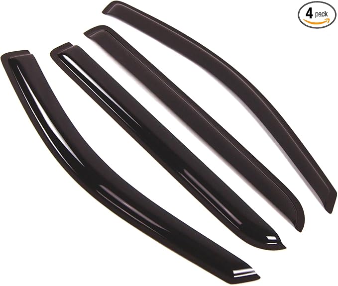 Outside Mount Window Vent Visors Rain Guards Compatible with Lincoln Mark LT 2006-2008 | Side Window Wind Deflectors Rain Shields | Black Tinted, 4 Pcs Set, BGWV-166-2