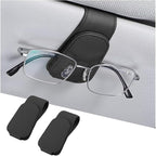 Sunglasses Holders for Car Sun Visor, Leather Eyeglasses Hanger Mounter, Magnetic Glasses Holder and Ticket Card Clip, Auto Interior Accessories Universal for SUV Pickup Truck