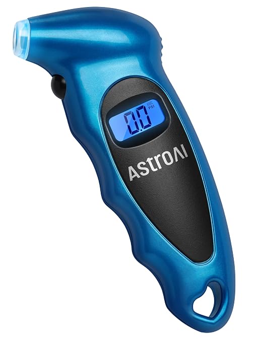 Digital Tire Pressure Gauge 0-150PSI Calibrated to ANSI B40.7 +/-1PSI, Accurate in 0.1 Increments, Tire Repair Tools 4 Pressure Measurements for Car Truck with Backlight LCD, Blue