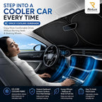 [2026 Upgrade] RevLux Car Windshield Sun Shade | Keeps Car Cool, Sun & Heat Protection | Double Thickened Ice-Core Cooling Fabric | Zero Light Leakage | Foldable Sunshade (Compact - 51"x31")
