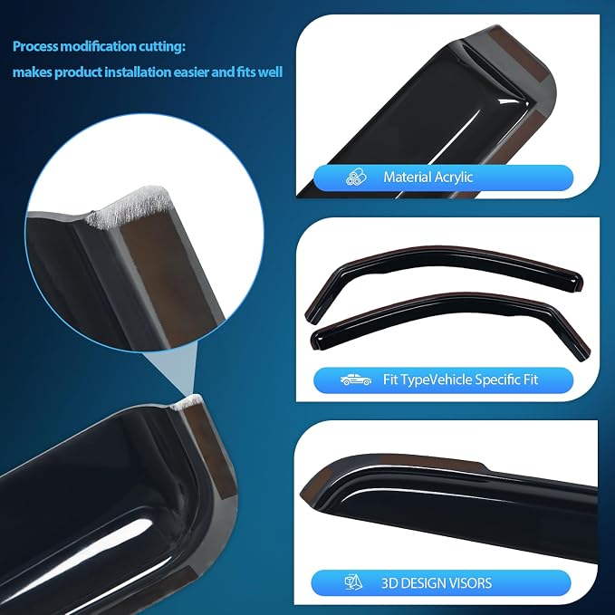 Side Window Deflectors for Toyota Tacoma Access Cab/Tacoma Double Cab 2016-2023 Window Visors Rain Guards, Vent Shade for Fresh Air, Rain & Snow Protection, Wind Noise Reduction-2PCS