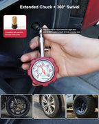 Tire Pressure Gauge, 5-60 PSI, ANSI B40.1 Certified, Extended 360° Swivel Head, Hold & Bleed Button, Dual Guard,Tire Gauges Fit for Cars and Motorcycles - Compact & Battery-Free