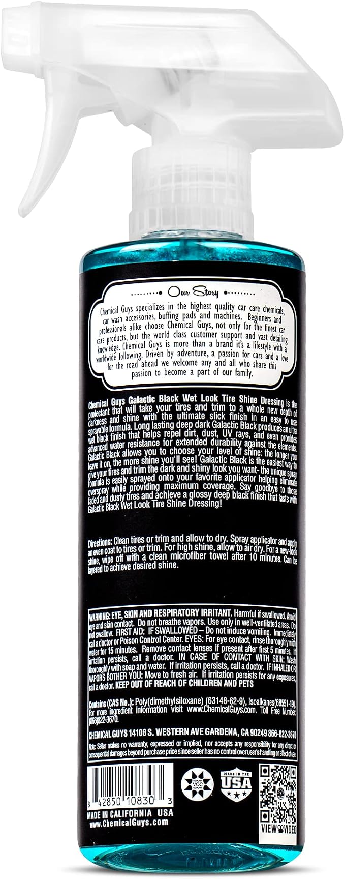 Galactic Black Wet Look Tire Shine Dressing – High Gloss Tire Spray for Trim & Rubber – Restores Deep Black Shine and Protection for Cars, Trucks, Motorcycles and RVs, 16 oz