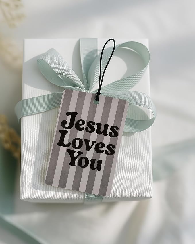Neon Green and Grey Christian Car Air Freshener 4 Pcs for Women | Christian Jesus Car Accessories Mirror Decor, Religious Hanging Air Freshener for Cars Closet Drawer Books