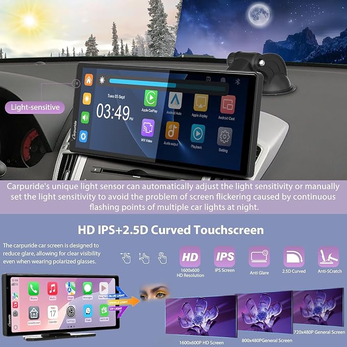 Carpuride W904 Wireless Carplay & Android Auto with Dash Cam | 10.26" HD IPS Touch Car Play Screen for Car, 4K Front & 1080P Rear Camera, Loop Recording, Bluetooth Audio, Mirror Link, GPS