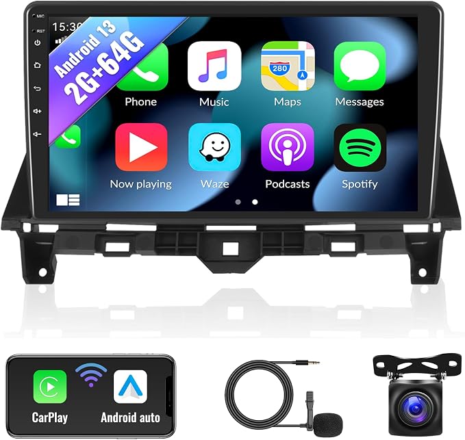 Android 13 Car Stereo for Honda Accord 2008 2009 2010 2011 2012 2013 10.1 Inch Touch Screen 2G+64G CarPlay Android Auto Car Radio Bluetooth GPS Navigation HiFi WiFi FM SWC Backup Camera MIC