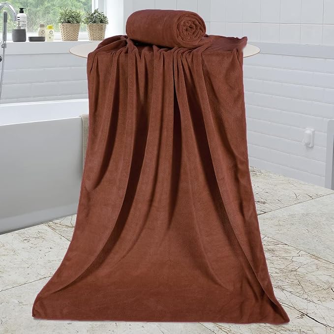 Microfiber Bath Towels, Bath Towel 4 Pack 30" x 60", Oversized, Soft, Super Absorbent and Fast Drying Bathroom Towel Set for Sport, Fitness, Yoga (Brown)
