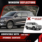 in-Channel Rain Guards Fit for Hyundai Santafe 2019-2024 Black Extra Durable Shatterproof Side Window Deflectors Vent Window Visors Wind Deflectors - 4 PCS