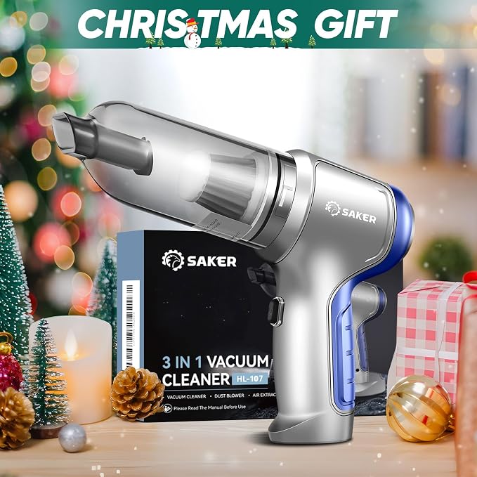 Car Vacuum Portable Cordless 15000PA,3 in 1 Handheld Vacuum with Brushless Motor for Car, Office and Home Cleaning Blue HL107B