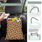 Cute Car Trash Can, Hanging Canvas Car Back Seat Organizer and Storage Bag, Funny Car Trash Bag for Travelling, Outdoor Cute Brown Leopard