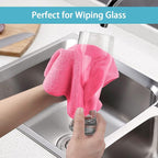 Pink Microfiber Cleaning Cloth, 8 Pack Cleaning Towels for Kitchen, Lint Free, Scratch-Free, Highly Absorbent, and Reusable Cleaning Rags for House, Window and Glass, Cars, 11.5 X11.5 inch