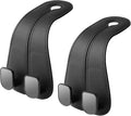 2 Pack Car Headrest Hooks for Purses and Bags Cute Leather Car Seat Back Head Rest Double Hooks for Bags Cute Pink Beige Car Accessories Headrest Back Seat Handbags Hook (Black 2 Pack)