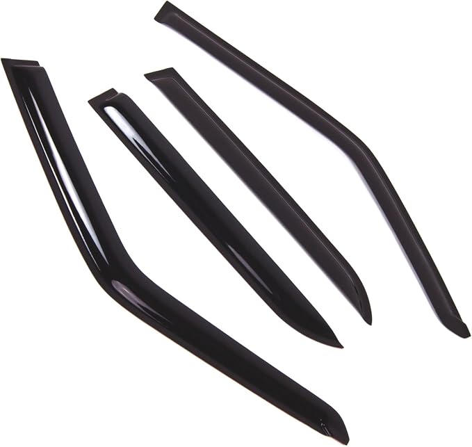 WD2-673 Dark Smoke 4 Pcs Set Window Visor (Outside Mount) Deflector Rain Guard Compatible with 1982-1991 BMW 325e 325i 325iX