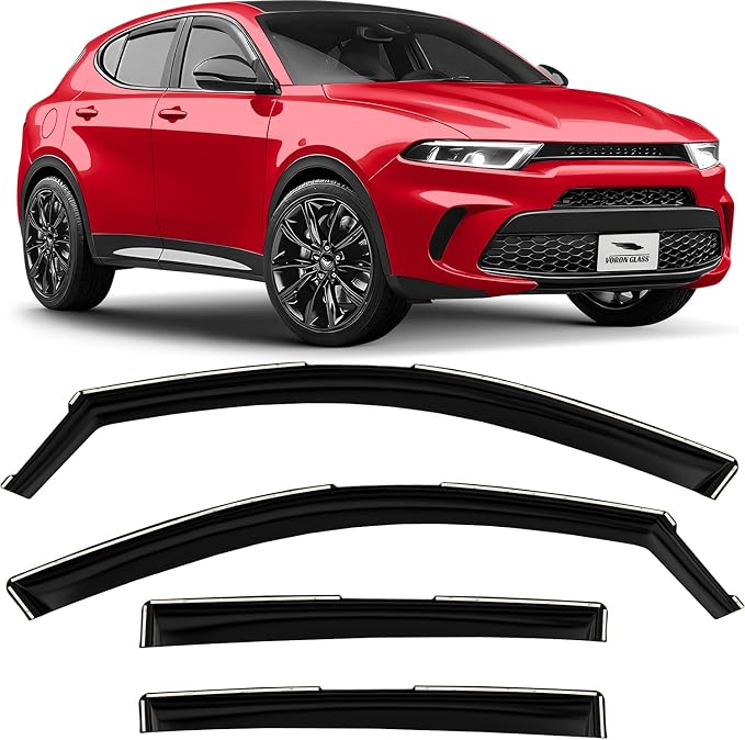 Voron Glass in-Channel Extra Durable Rain Guards for Dodge Hornet 2023-2026, Window Deflectors, Vent Window Visors, 4 Pieces - 200707