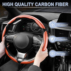 3pcs Carbon Fiber Anti-Skid Steering Wheel Cover, Waterproof & Segmented Butterfly Design, Universal 99% Vehicle Wheel Cover Protector, Car Interior Accessories (Orange-3pcs)