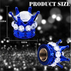 4PCS Crown Bling Tire Stem Valve Caps, Crystal Diamond Car Wheel Tire Valve Caps Universal Copper Core Stem Covers for Cars, SUV, Trucks, Bikes, Motorcycles, Bicycles (Blue & Silver)