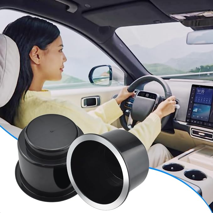 2 Piece Black Sofa Cup Holder Plastic for 2.83" to 3.7" Cups Base | Cupholder Insert for Car, Universal Drop In Cup Holder for Sofa Boat RV Couch Golf Pontoon Cart Truck Poker Table