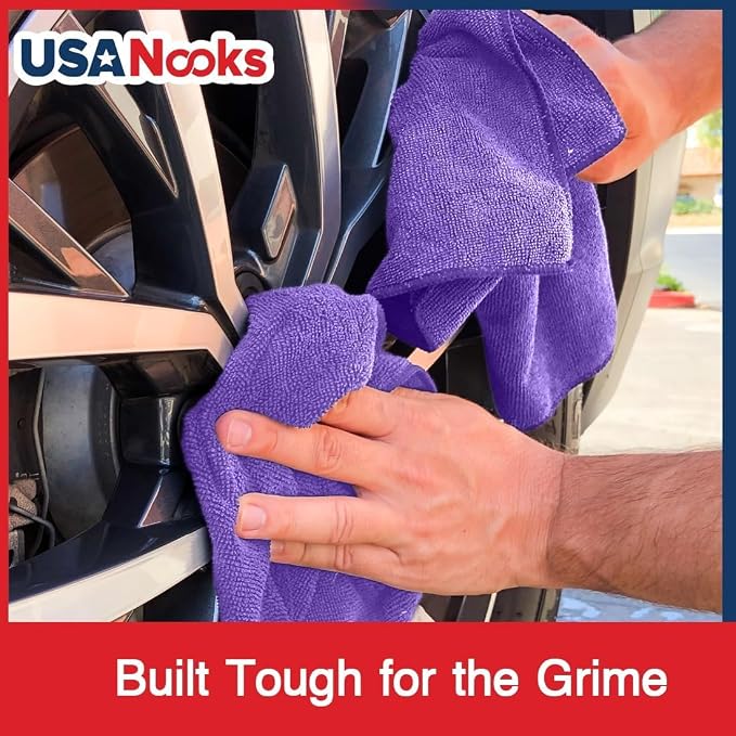 Premium 300GSM Microfiber Cleaning Cloth - 12.5"x12.5" High Performance - 1200 Washes, Ultra Absorbent Microfiber Towels for Cars Undercarriage, Rims & Engine Bay Cleaning - Microfiber Cloth