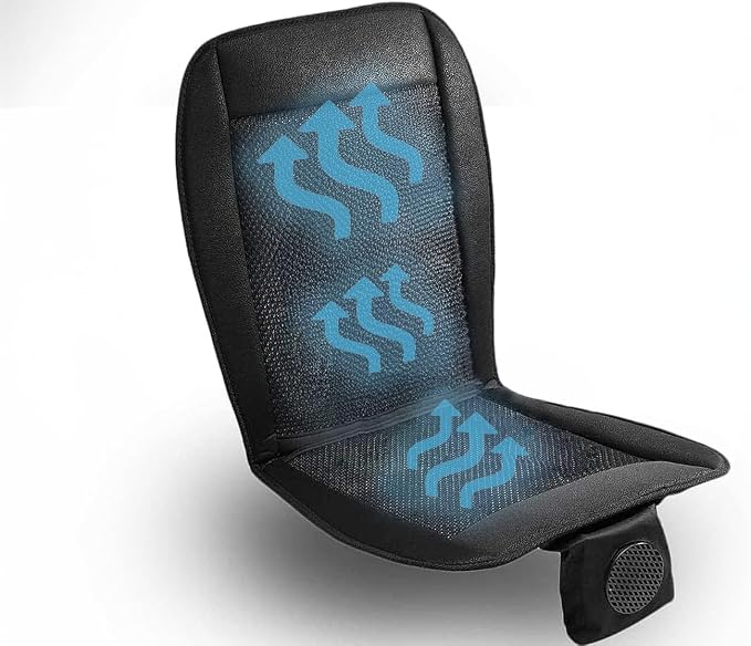 Cooling Car Seat Cover- Premium Quality Black Comfortable 12V Cooling Car Seat Cushion- Breathable Adjustable Temperature Cooling Cushion for Car, Van, Home (1 Pack)