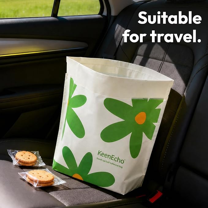 Disposable Car Garbage Bin Bags 60 PCS, Leak-proof Cleaning and Vomit Bags, Recycled HDPE, Easy Stick-On and Stand Design, Disposable Small Garbage Bags