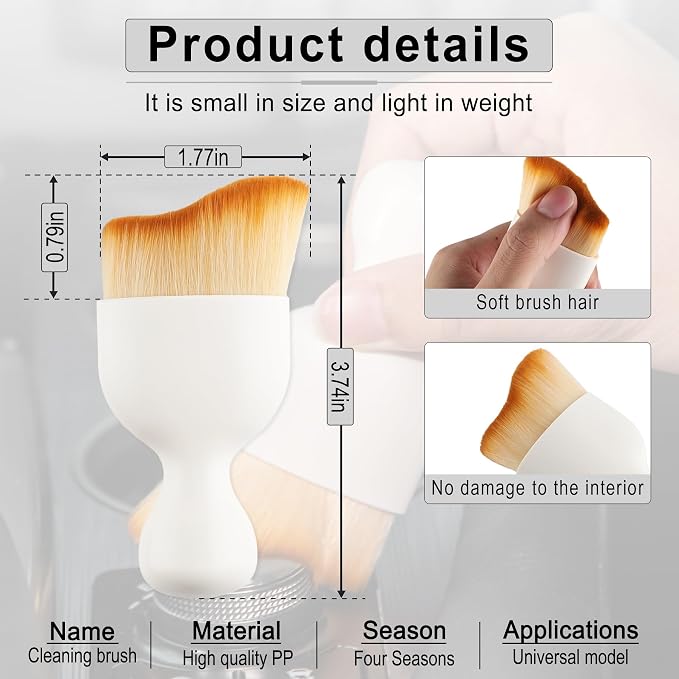 Car Detailing Brushes, Car Interior Dust Sweeping Soft Brush, Soft Bristles Brush Cleaning Tool for Automotive Dashboard, Air Conditioner Vents, Computer, Scratch Free(White)
