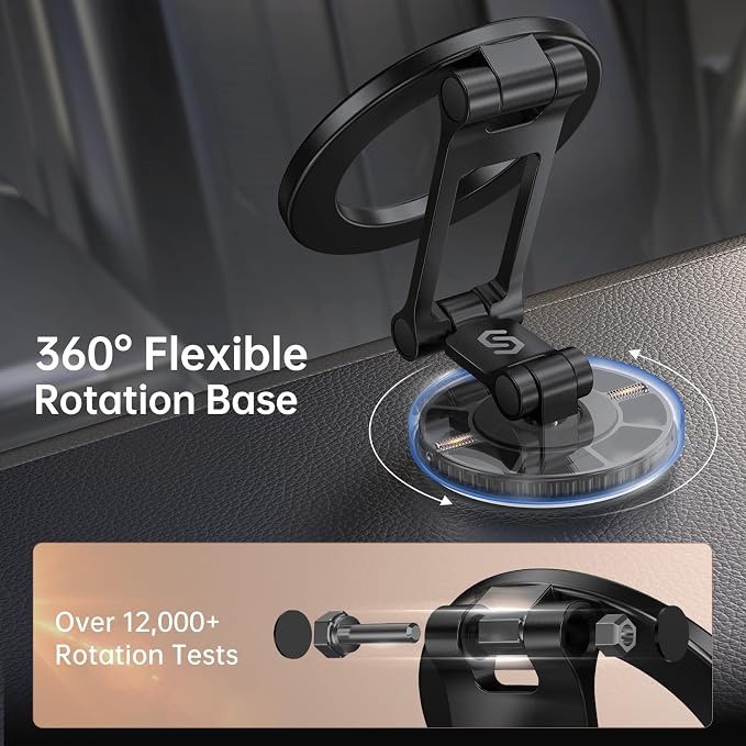 Fits MagSafe Car Mount, Magnetic Phone Holder for Car Dashboard, [Flexible Three-axis] 360° Rotation Magnetic Car Mount Strong Magnets Car Phone Holder for iPhone 17 16 15 14 Pro Max