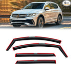 in-Channel Rain Guards for Volkswagen (VW) Tiguan 2018-2024, Window Visor Shields Vent Deflector Shade Wind Dark Smoke 2019 2020 2021 2022 2023 18 19 20 21 22 23 24, Tape-On Inside-Mount, 4PCS