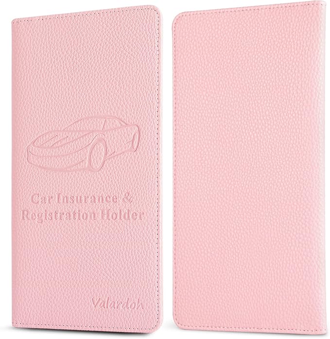 Premium Car Registration and Insurance Card Holder, Car Document Holder for Cards, Driver License & other Essential Documents (Pink)