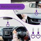 2PCS Heart Shaped Car Handle Straps, Rear Bumper Warning Keychain Ring for Car Exterior Accessories (Purple-Silver)
