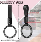 Round Car Handle Strap Drift Charm Car Accessories Bling Handle Ring for Women Rear Bumper Warning Ring Decor for Auto Bus Interior Exterior Decoration (Black, Round Style)
