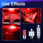 24PCS LED Interior Replacement Bulbs, Interior Car Lights, Dome Light LED Car Bulb Kit Set T10 31 mm 42 mm, Used for Map Dome Lights and License Plate Courtesy Lights Accessories (Red)