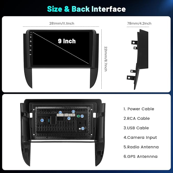 4+64G Android 15 Car Stereo for Chevy Aveo LS Sedan 2005 2006 2007 2008,9‘’ IPS 1280 * 720 Touch Screen Radio Wireless Carplay Android Auto DSP 5G WiFi Bluetooth GPS FM RDS AHD Backup Camera