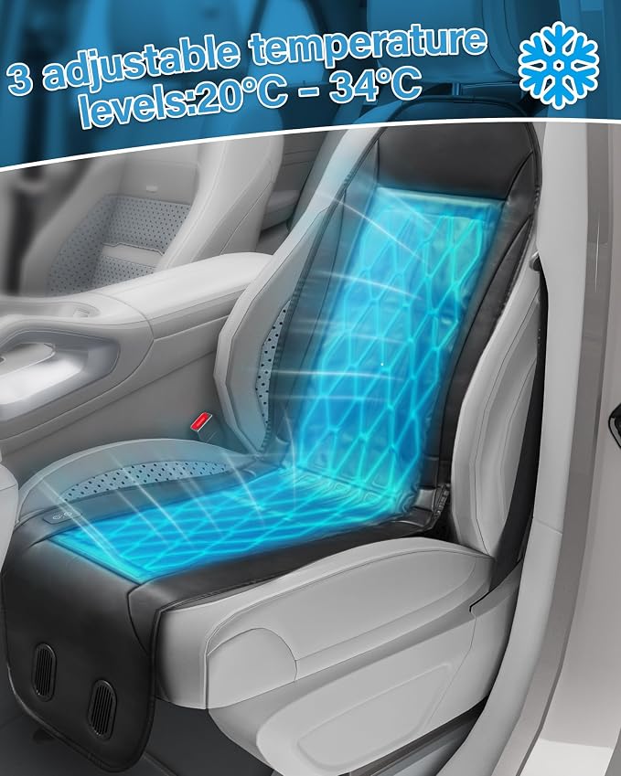 GPUTEK Liquid Cooling Car Seat Cover, 12V-24V Active Cooling Seat Cushion with 3 Cooling Modes, Quiet Seat Cooler, for Car SUV Truck
