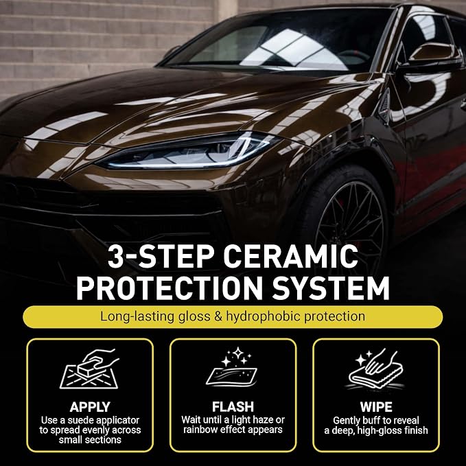 Protect Pro Ceramic Coating for Cars – Professional SiO2 Paint Protection – Up to 4 Years Durability, High Gloss, Scratch Resistance and Hydrophobic Water Beading