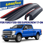 Goodyear Shatterproof Window Deflectors for Ford F250 to F550 Super Duty 2017-2026 Crew Cab, Tape-on Rain Guards, Window Visors, Vent Deflector Visor, Car Accessories, 4 pcs. - GY008899