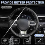 3pcs Carbon Fiber Anti-Skid Steering Wheel Cover, Waterproof & Segmented Butterfly Design, Universal 99% Vehicle Wheel Cover Protector, Car Interior Accessories (Black-3pcs)