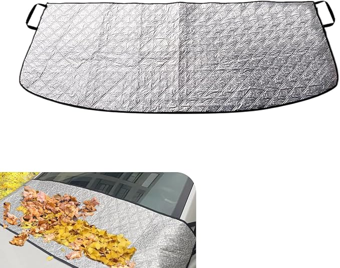 Car Windshield Cover, Anti-Snow and Anti-Debris Front Windshield Protector, Easy-to-Store Rain Gutter Shield for Blocking Leaves Rainwater Gravel, for Cars SUVs Autumn/Winter (Silver)