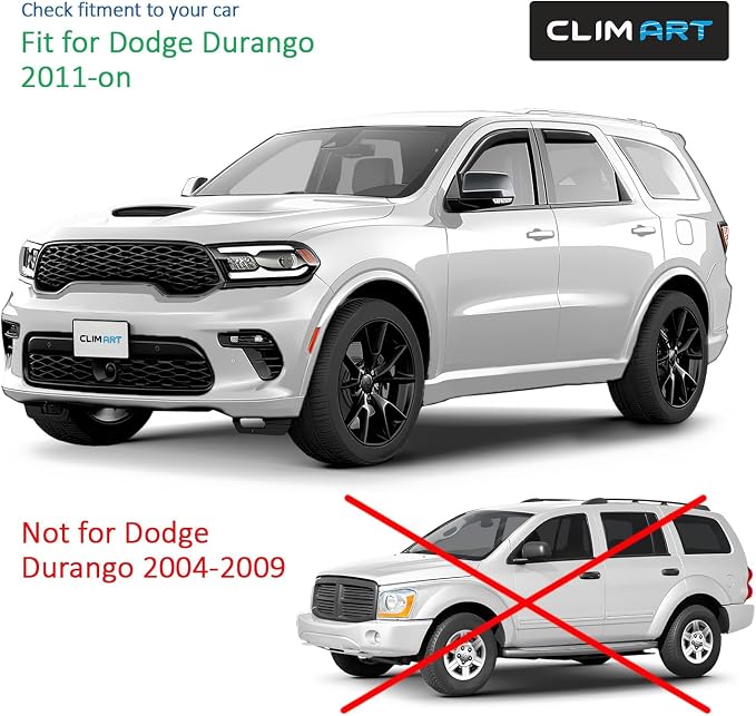 in-Channel Incredibly Durable Rain Guards for Dodge Durango 2011-2026, Original Window Deflectors, Vent Window Visors, Vent Deflector, 4 pcs. - 611162